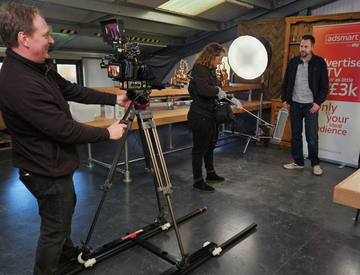This week we were joined by our friends from Sky, Ellie and Chris,  to film a promotional advert at Ludlow Distillery. The promo advert, is to encourage guests to join us on 21st March at the distillery to learn about how AdSmart from Sky can help any business advertise on TV without breaking the bank.